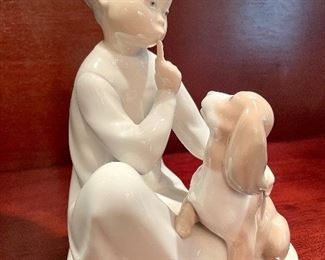 $80; Lladro boy with dog; 8”h