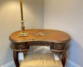 $150; floral accented dressing table: 35w x 15d x 31h