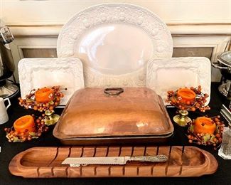 lots of beautiful serving pieces for festivities and parties