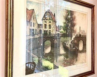 $250; signed artisan picture in gold-gilded frame; 31”w x 26”h