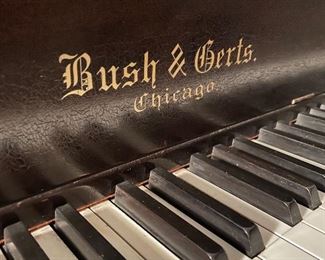 close up of player piano keys; Bush & Gerts. in Chicago