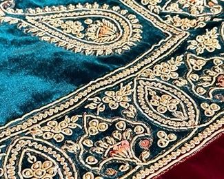 close-up of the rich colors of the blanket