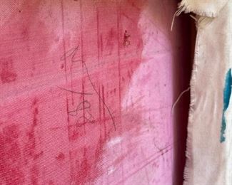 close up of signature, located on the back of the canvas. 