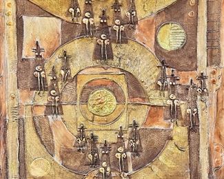 SOLD $500; original art by Antonio Gimenez Nunez; 21.5” x 21.5”. This has a wood frame not shown. 