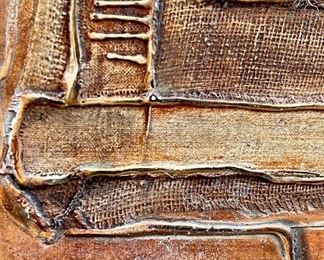 SOLD close up of the artwork with signature and detail of multi-medium