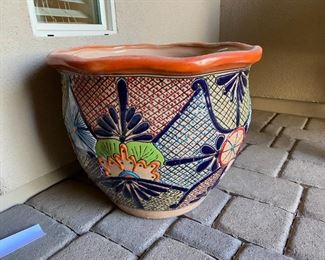 colorful pottery patio pot