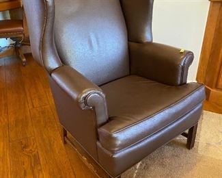 leather high back queen anne chair 