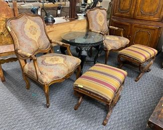 high back arm chairs & ottomans