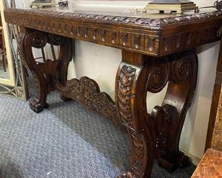 carved wood table