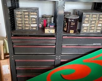 Amazing tool box - there are not a ton of hand tools but loads of wood working magazines and big vintage machines 