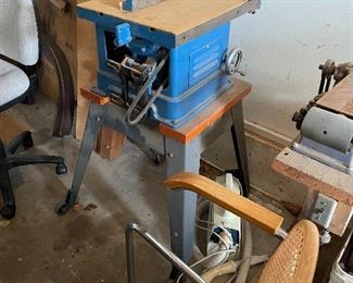 Wood working machines and several Marcel Breuer chairs that need to be recaned and caning supplies - 