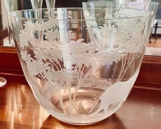  African Crystal Etched Bowl