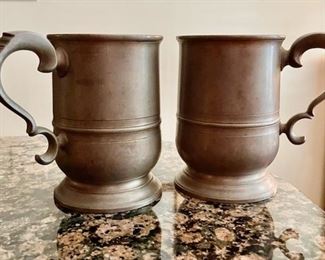 Vintage Crown & Rose London Cast Pewter Tankards; Hallmarked