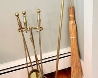 Antique English Fire Place Tool Set, Poker & Brazilian Horse Stirrups