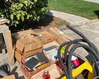 assorted canning jars and household items