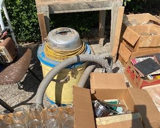 vintage shop vac, canning jars