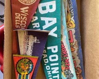Box of felt pennants