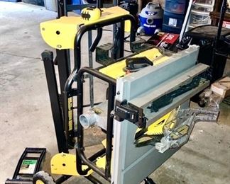 Dewalt table saw with folding stand on wheels