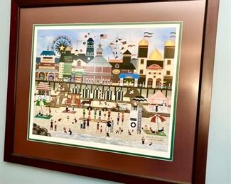 Signed Framed Artwork, “Foot Prints in the Sand”, Jane Wooster Scott 
