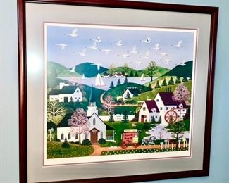 Signed Framed Artwork, “Wild Swans of Chesapeake “, Jane Wooster Scott 