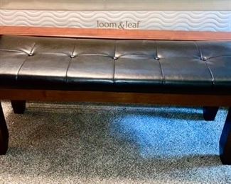 Wooden black bench w/ vinyl top $45, 