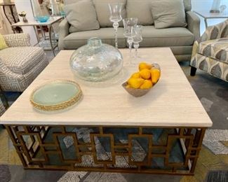 Square Marble Top With Iron Base Coffee Table