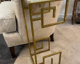 Gold With Glass Top Small Table