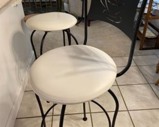2 Matching Metal With Ivory Seats Bar Stools