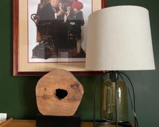 2 Matching Lamps & Norman Rockwell Picture