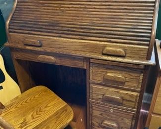 Small Wooden Roll Top Desk