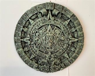 Malachite Aztec Calendar Wall Plaque