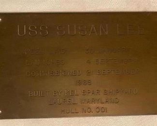 Brass Plaque: USS SUSAN LEE,