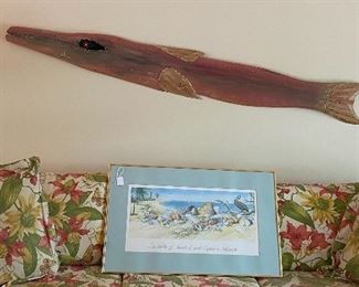 Wooden Fish Wall Art, Sofa