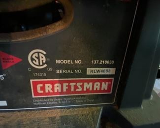 Craftsman 10” Table Saw w/Table (137.218030),