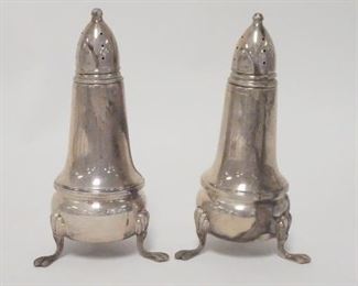 1029	PAIR OF STERLING SILVER SALT & PEPPER SHAKERS, GLASS LINED, 4 1/2 IN HIGH
