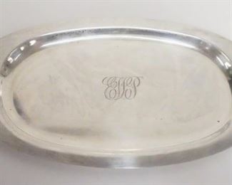 1030	DUNKIRK STERLING SILVER TRAY, MONOGRAMMED, #303, 10 1/8 IN X 5 1/2 IN, 6.61 TOZ
