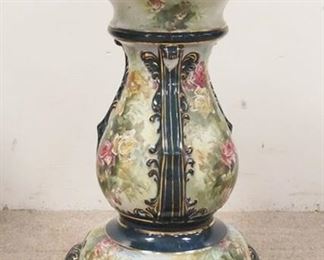 1079	LARGE PORCELAIN PEDESTAL W/HAND PAINTED ROSES, 23 1/2 IN HIGH X 14 IN TOP DIAMETER
