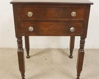 1116	ANTIQUE 2 DRAWER WORK TABLE, SQUARE & TURNED LEG, 22 IN X 17 IN X 28 1/2 IN HIGH
