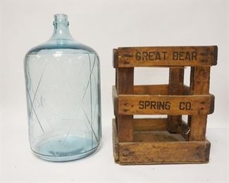 1142	GREAT BEAR CARBOY, ADVERTISING ON THE BOTTLE & WOODEN HOLDER, 20 1/2 IN HIGH

