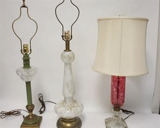 1151	GROUP OF 3 LAMPS, ONE IS ITALIAN ART GLASS, TALLEST IS 36 IN
