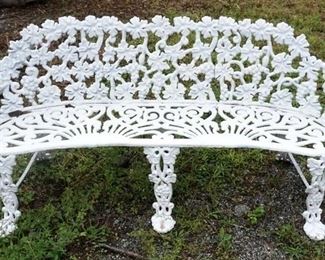 1210	UNUSUALLY WIDE ORNATE CAST IRON SETTEE, 57 IN WIDE X 28 IN HIGH
