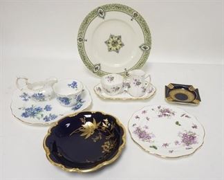 1218	10 PIECE CHINA LOT, INCLUDES ROYAL WORCESTER 10 1/2 IN PLATE, ROYAL HAMMERSLEY, ROYAL VICTORIA & LINDMER COBALT BLUE W/GOLD BOWL, ETC
