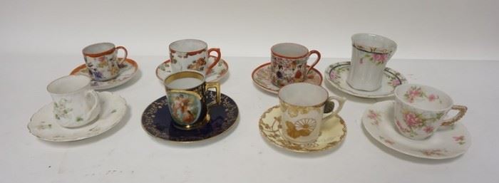 1234	GROUP OF 8 DECORATED CUP & SAUCER SETS
