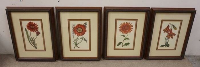 1240	SET OF 4 FLORAL PRINTS, PROFESSIONALL FRAMED & TRIPLE MATTED, 25 IN X 20 IN INCLUDING FRAMES
