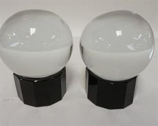 1260	PAIR OF ATLANTIS CRYSTAL BALLS W/STANDS, APPROXIMATELY 4 1/4 IN DIAMETER
