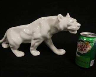 1284	ROYAL DUX WHITE PORCELAIN LARGE PANTHER, 17 IN X 8 IN
