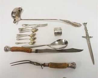 1320	LOT OF FLATWARE INCLUDING LARGE LADLE & LETTER OPENER DATED 1945 W/NUDE WOMAN HANDLE
