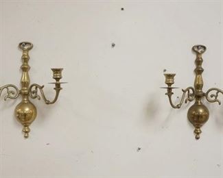 1322	PAIR OF BRASS 2 LIGHT SCONCES, 12 IN HIGH X 111/2 IN WIDE
