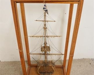 1324	WOOD SHIP CROSS SECTION MODEL, HMS VICTORY 1805, FRAME IS 15.5 IN WIDE X 31 IN HIGH X 8 IN DEEP
