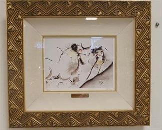 1344	NASSER ORISSI LIMITED EDITION PRINT NO. 34 OF 375 IN A NICE GILT FRAME W/ GEOMETRIC PATTERNS. 17 1/2 IN X 15 1/2 IN INLCUDING FRAME
